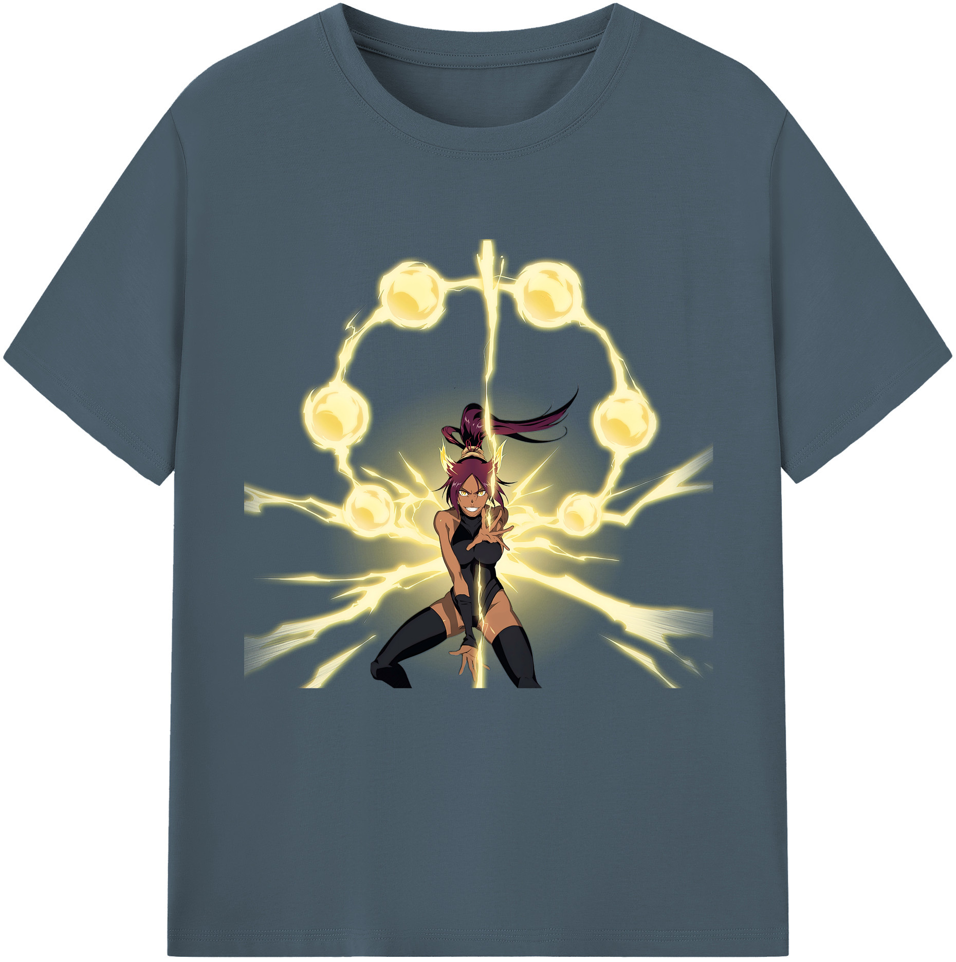 （画像用） ブリーチ 四楓院 夜一（しほういん よるいち） BLEACH Shihouin Yoruichi 綿100％半袖Tシャツ（フロントプリント）